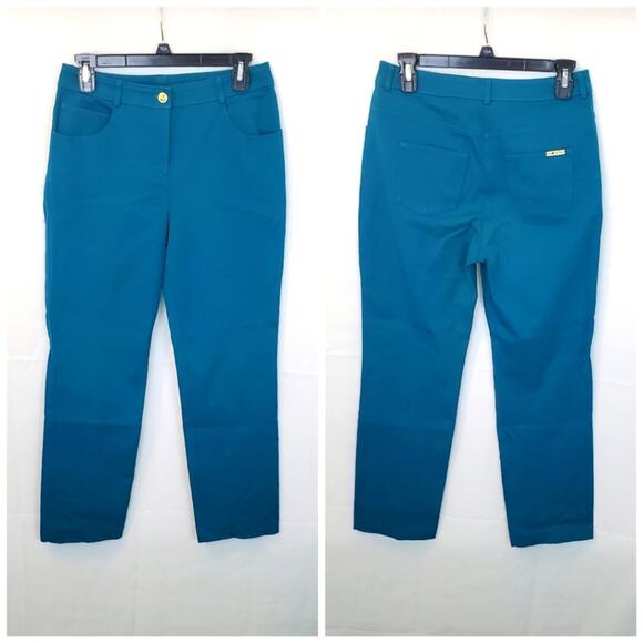 St. John Pants - ❤️‍ VINTAGE St. John Yellow Label Colorful Teal Casual Straight Leg Pants